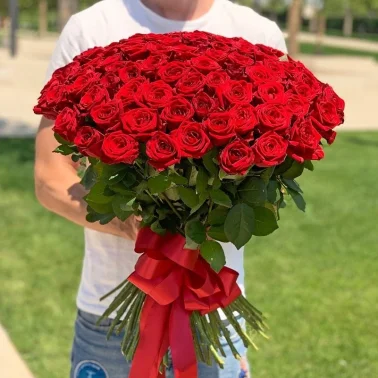 Букет Розовые Розы, 60 см 101 штука