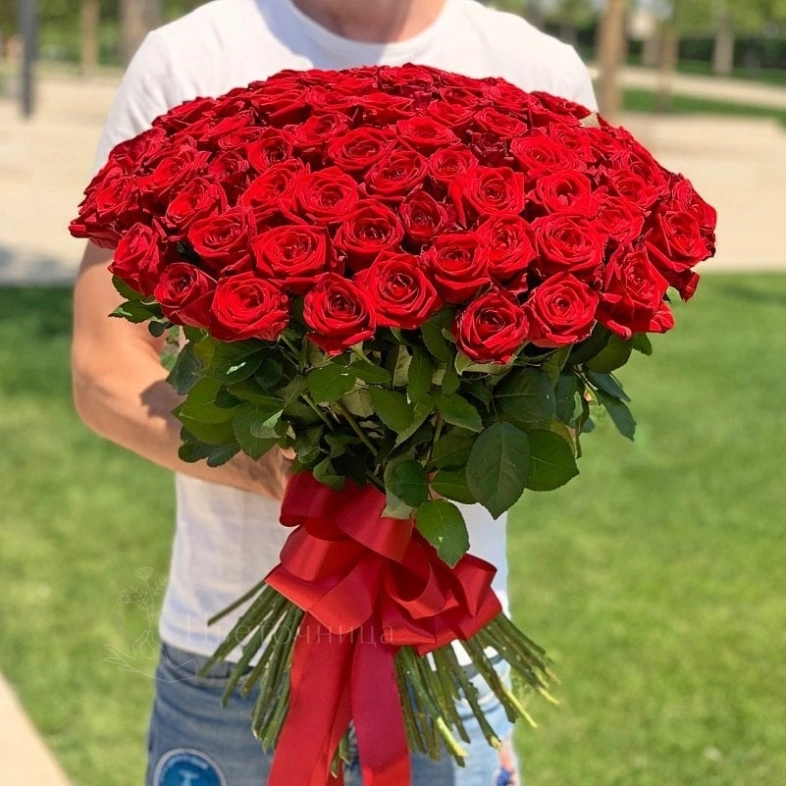 Букет Розовые Розы, 60 см 101 штука