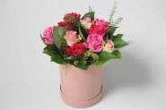 Букет Шляпная коробка Роза Вишнево-Розовая Bouquet Hat Box Rose Cerise Pink 0