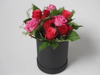 Букет Шляпная Коробка Роза Красная Розовая Bouquet Hat Box Rose Red Pink