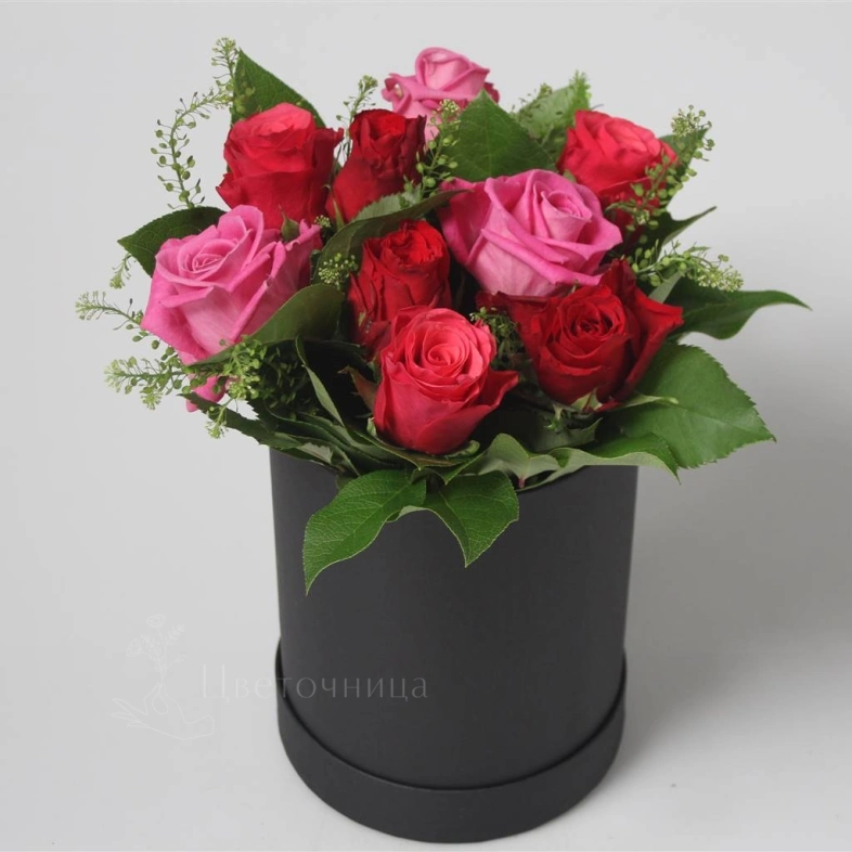 Букет Шляпная Коробка Роза Красная Розовая Bouquet Hat Box Rose Red Pink