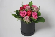 Букет Шляпная Коробка Розовая Пастель Bouquet Hat Box Rose Pastel 0
