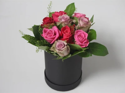 Букет Шляпная Коробка Розовая Пастель Bouquet Hat Box Rose Pastel