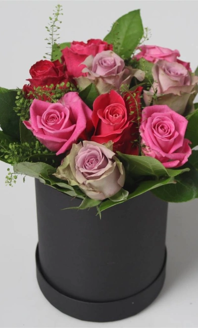 Букет Шляпная Коробка Розовая Пастель Bouquet Hat Box Rose Pastel