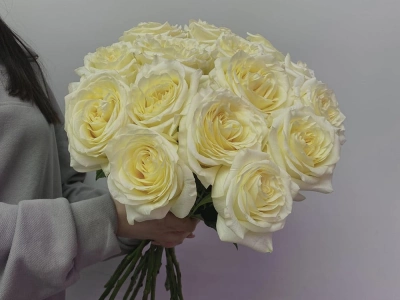 Букет цветов, роза (одноголовая) ,белый , 15 штук, 60 см
