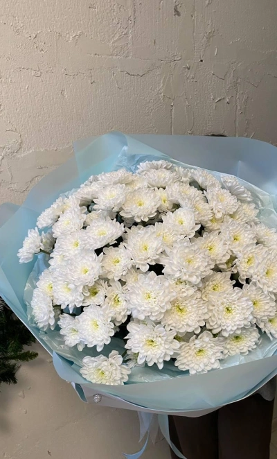Монобукет из 15 кустовых хризантем Алтай