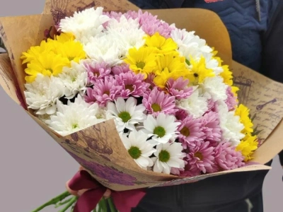 Букет Микс Хризантемы, 15 штук